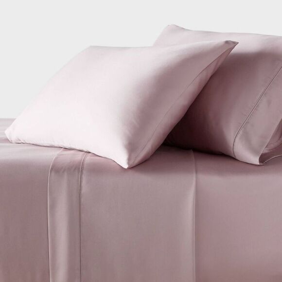 Threshold -  320TC Satin 4-Piece Sheet Set Cooling So Rose Ash - Picture 1 of 4
